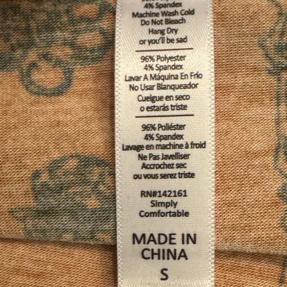 LuLaRoe Classic T, mustard gold, skeleton key motifs, size small - Picture 8 of 9